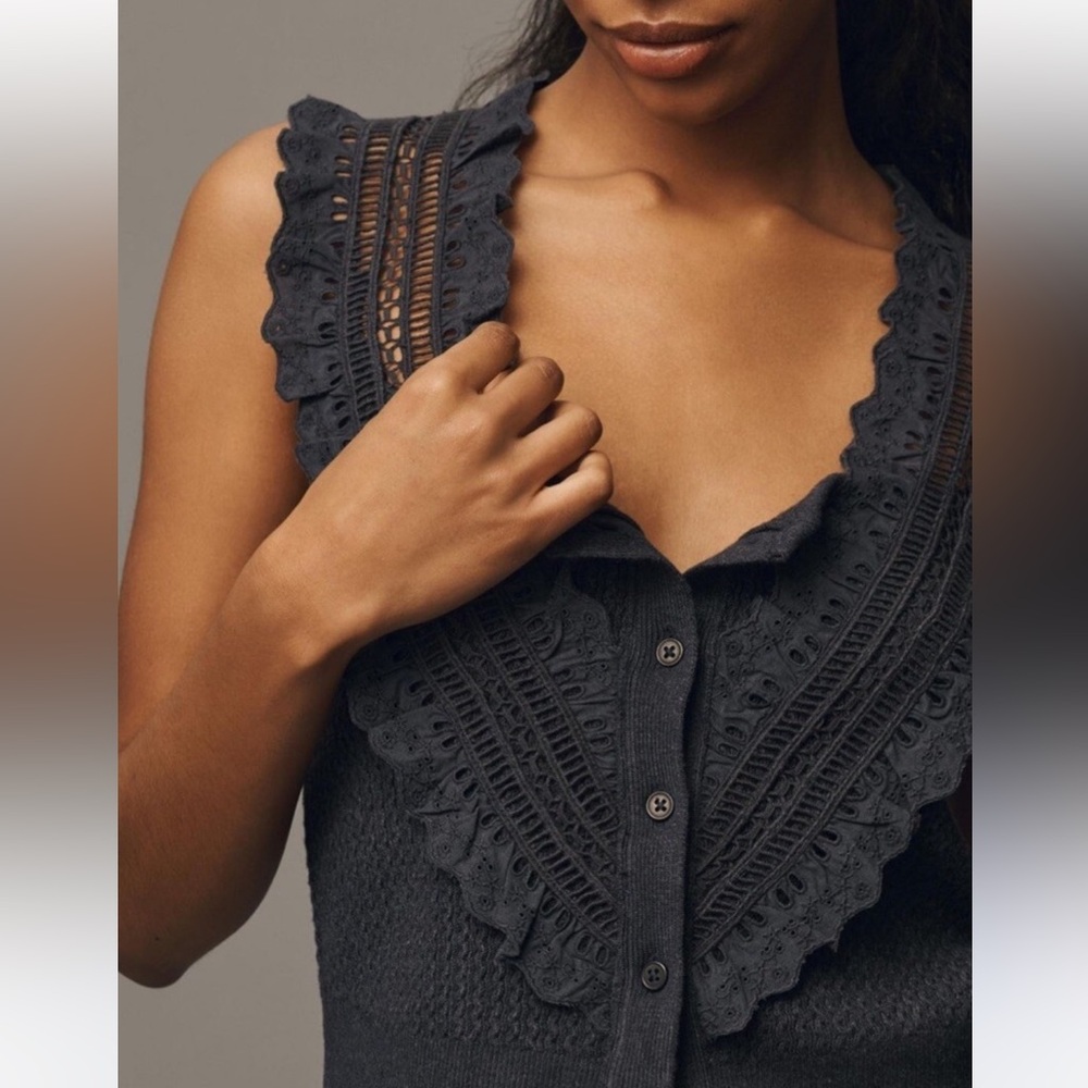 Pilcro navy Lace Trim Women's sweater small new